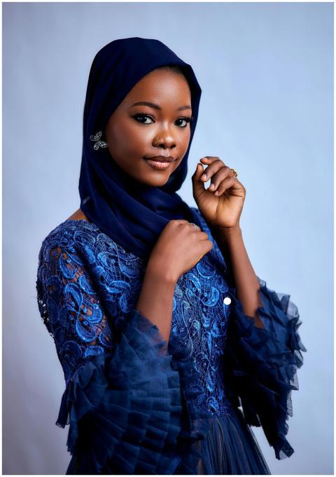 Elegant Woman Blue Hijab