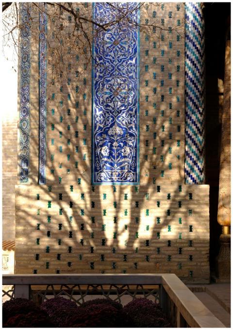 Beautiful shadow play on ornate tilework of Islami