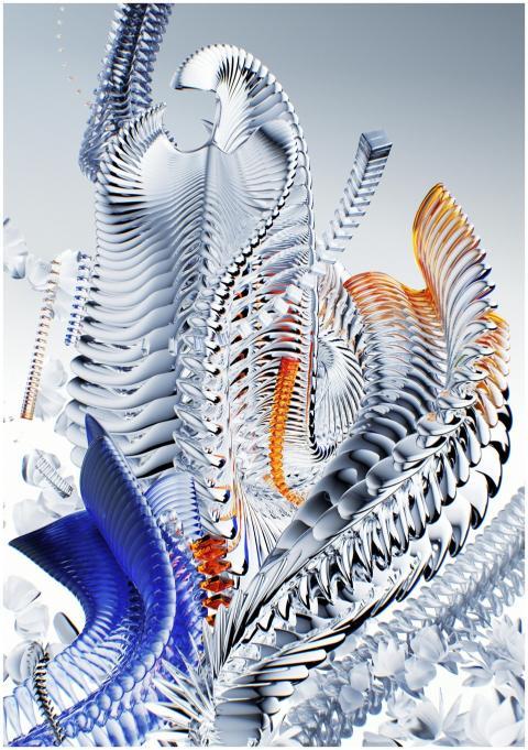 Dynamic abstract shapes showcasing intricate detai