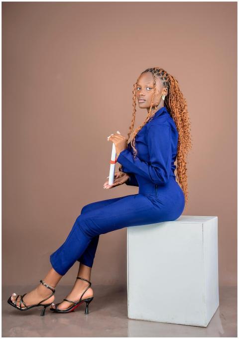 Confident Woman Blue Suit