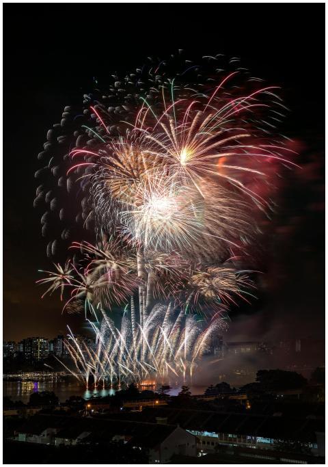 Spectacular fireworks light up the night sky over