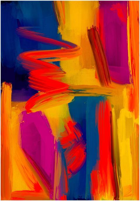 Dynamic and colorful expressionist artwork with bo