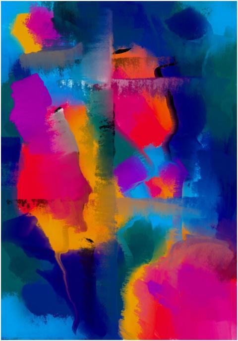 Expressive abstract artwork with bold, vivid color