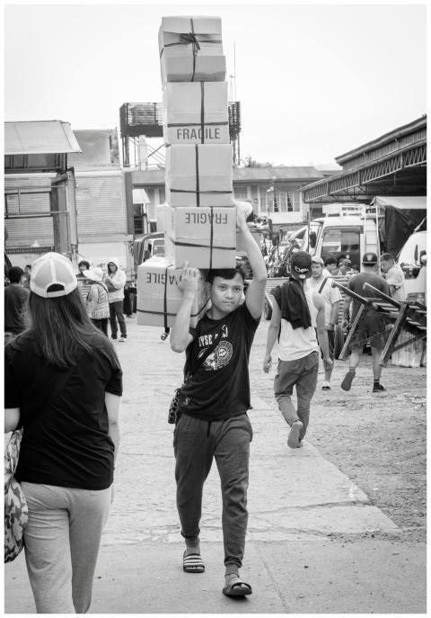 Street Scene Man Carrying