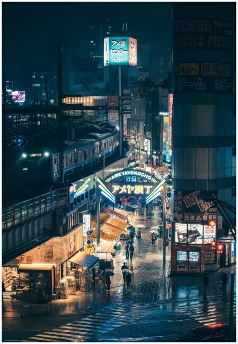 Explore the captivating night scene in Tokyo's Ame