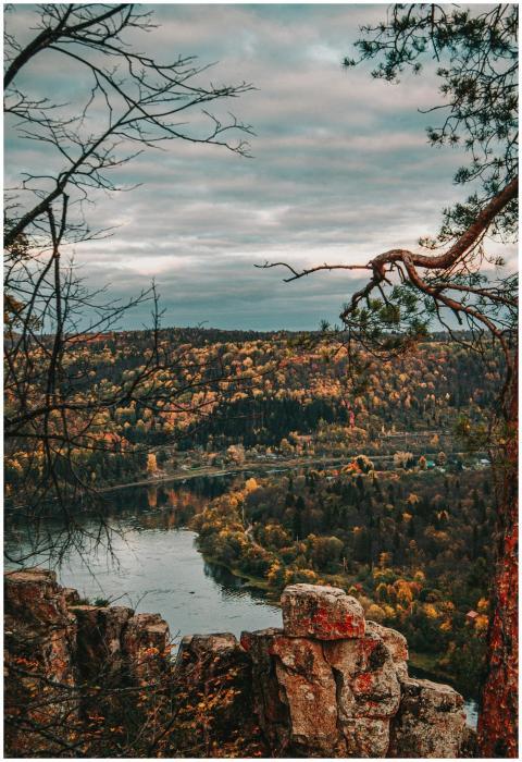 Captivating autumn landscape with a river cutting