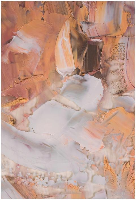 Abstract artwork featuring orange and pink pastel