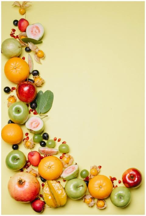 From above of different delicious ripe fresh juicy