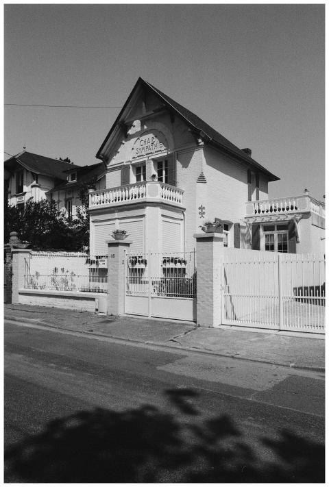 Black and white photo of a traditional French vill