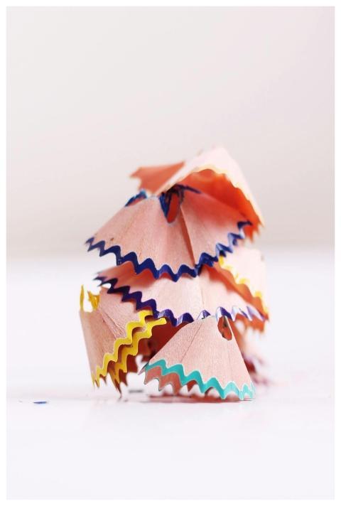 Close-up of vibrant and artistic pencil shavings a