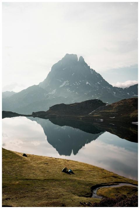 Capture of Pic du Midi d'Ossau reflecting in Lake