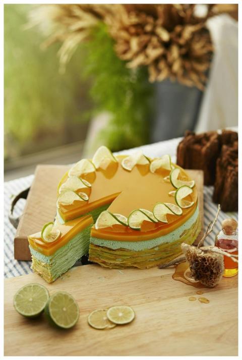 Delicious lime crepe cake with honey, perfect for