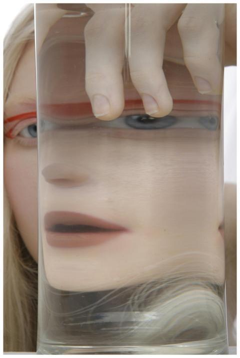 Conceptual portrait of a blonde woman with creativ