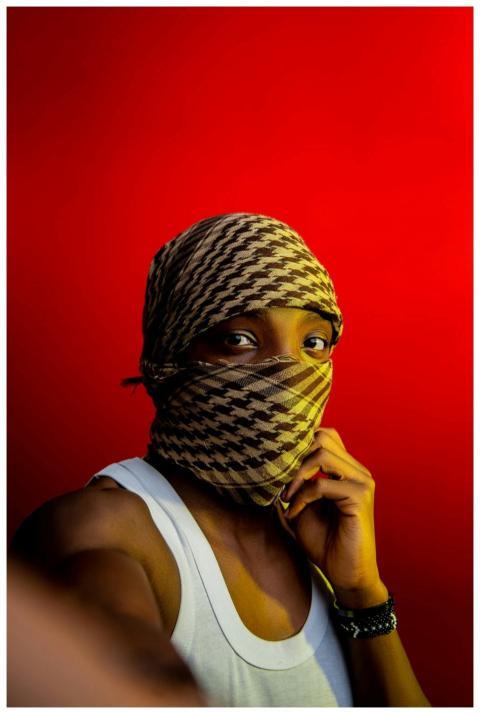 Portrait Person Keffiyeh Against