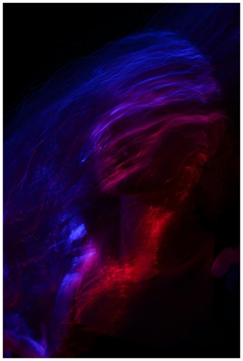 Colorful abstract portrait of a woman with blurred