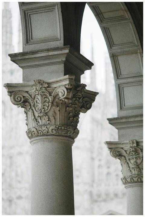 Close-up of ornate columns and arched design in an