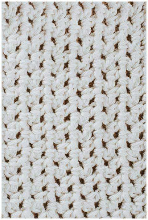 From above texture of knitted wool fabric with sea