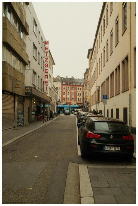 Urban street scene in Mainz, Germany on a calm day
