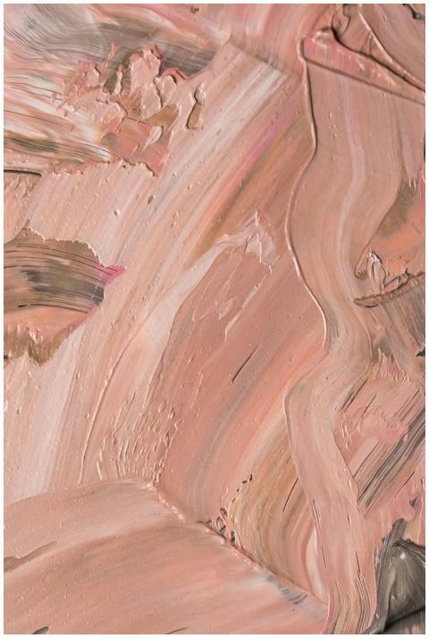 Close-up of a textured pink abstract oil painting