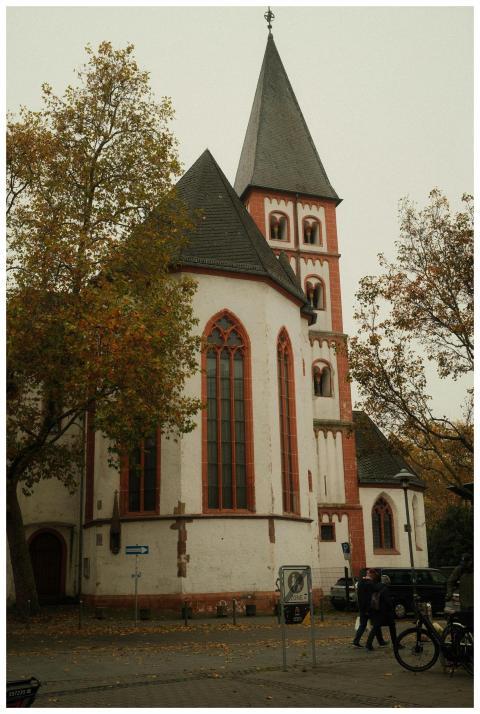 Beautiful church in Mainz, Germany surrounded by a