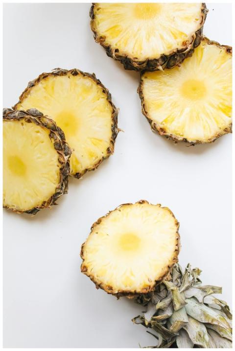 Close-up of juicy pineapple slices showcasing fres