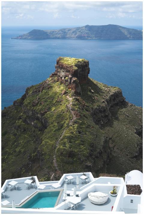 A breathtaking view of Santorini's cliffs and the