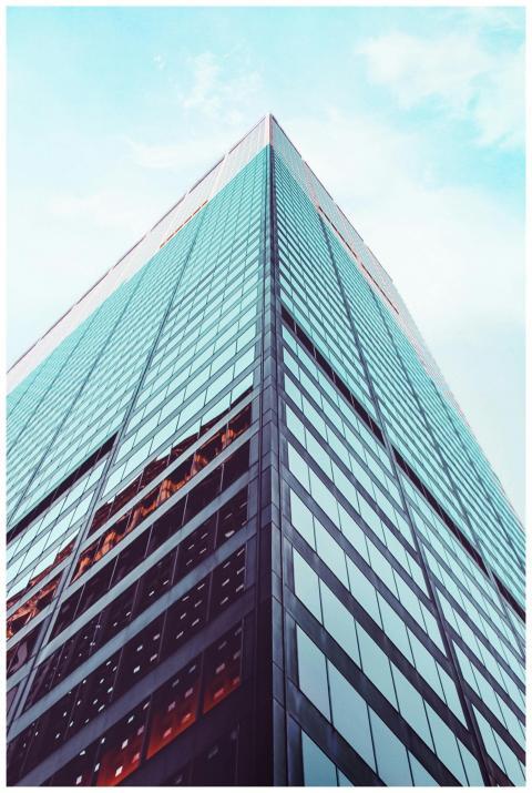 Low angle view of a modern skyscraper in New York