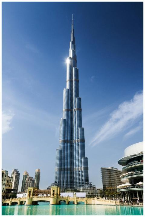 Stunning daytime view of Burj Khalifa against a cl