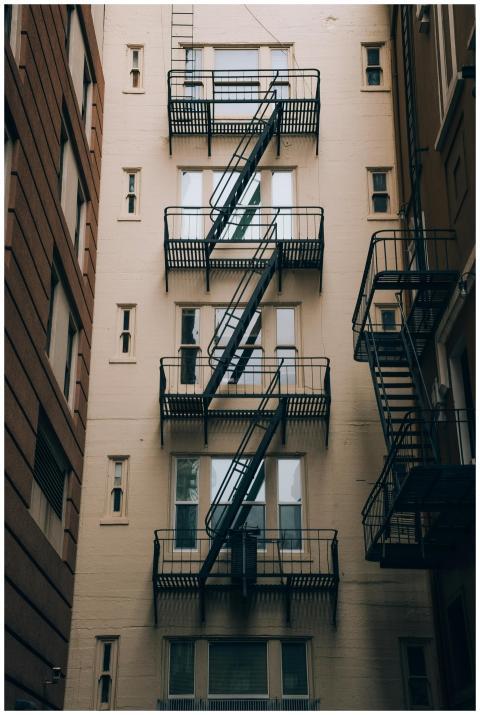 Low angle view of an urban building with classic f