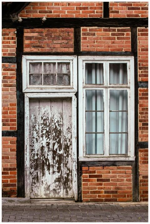 Charming rustic door and window on a traditional b