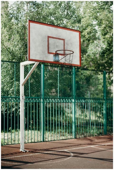 Urban basketball hoop in a park, perfect for sport