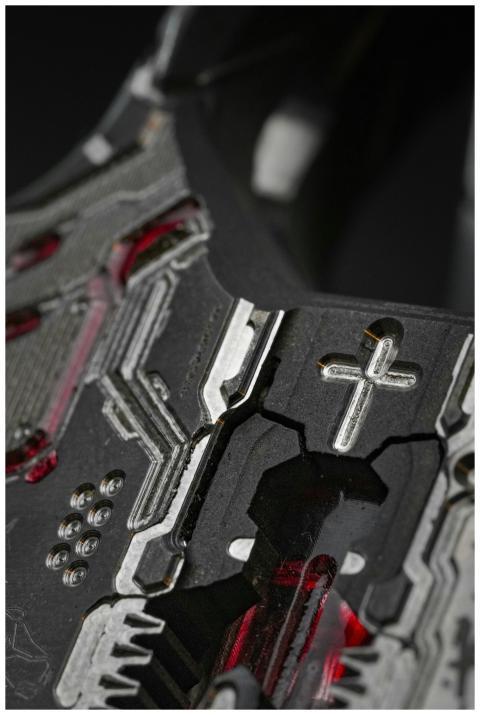 Abstract close-up of a futuristic mechanical circu