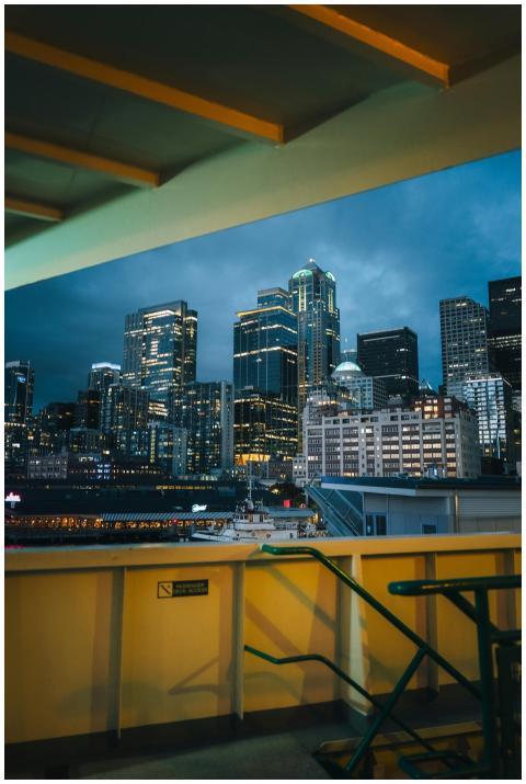 Seattle Skyline Ferry Dusk