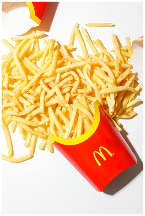 A vibrant display of McDonald's golden french frie