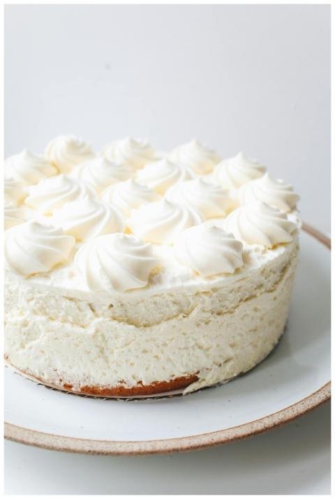 Indulge in this creamy cheesecake topped with fluf