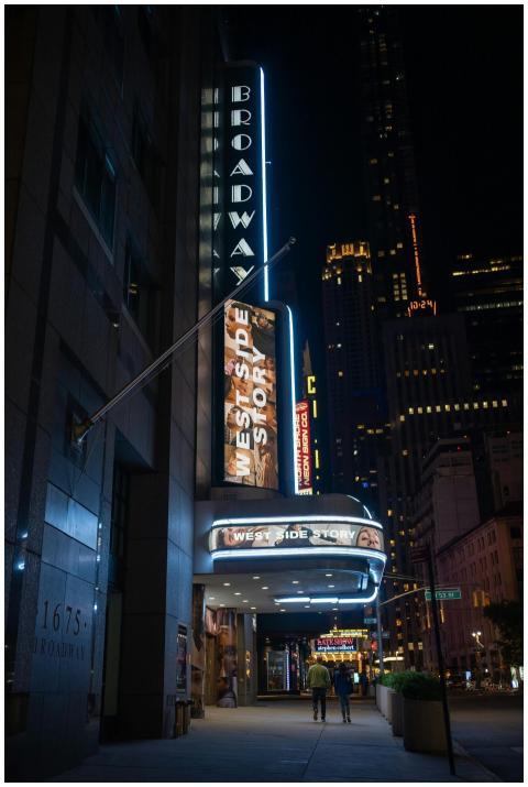 A vibrant night view of Broadway Theater in New Yo