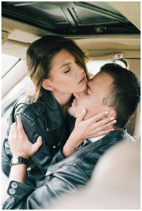 Couple in love sharing an intimate moment inside a