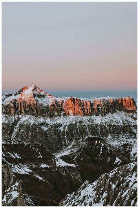 Breathtaking view of the Dolomites during sunrise