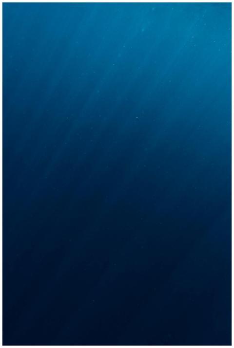 A serene underwater scene with deep blue tones and
