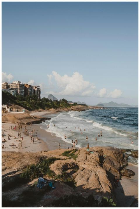 A sunny beach scene at Praia do Diabo in Rio de Ja