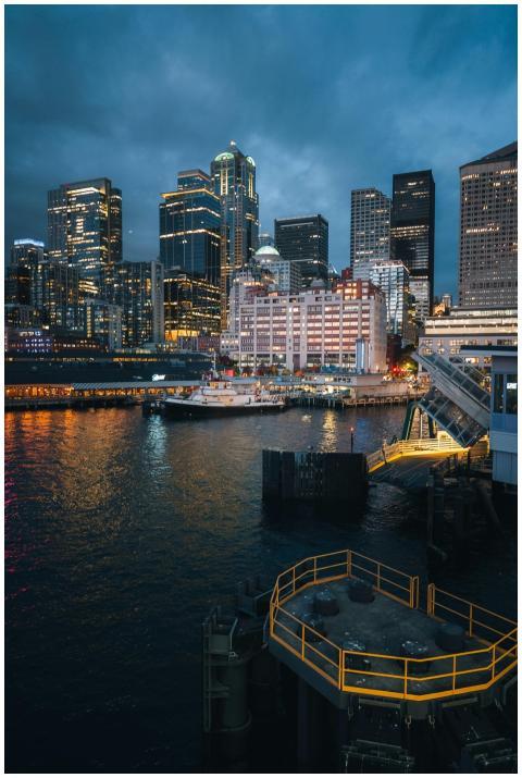 Seattle Waterfront Skyline Twilight