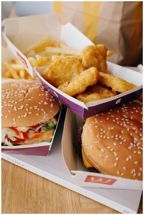 Mouthwatering fast food selection featuring burger