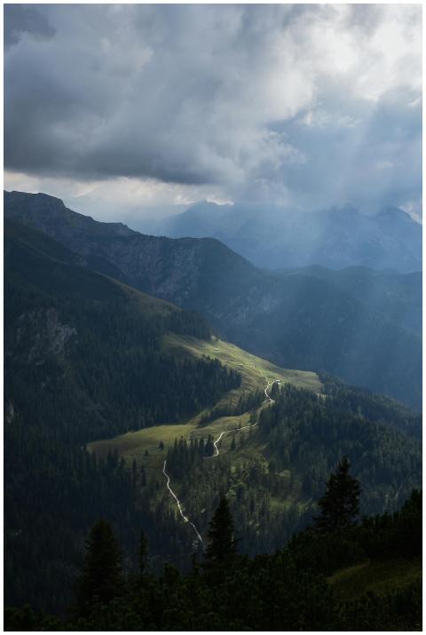 Captivating mountain scene with a winding path, fo
