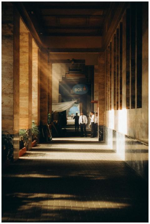 Sunlit Corridor Office Scene