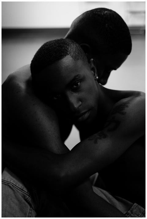 Emotional black and white portrait of a romantic c