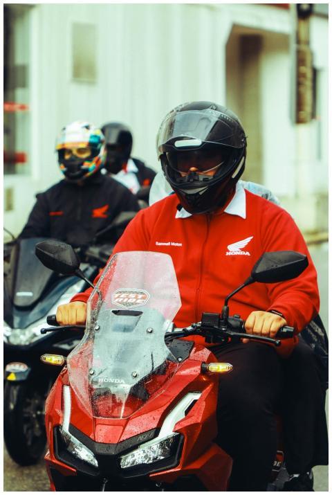 Group of motorcyclists exploring Santos, São Paulo