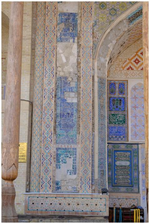 Detailed view of mosaic art on Islamic architectur