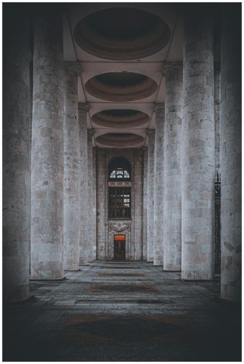 Majestic view of grand columns in Moscow, showcasi