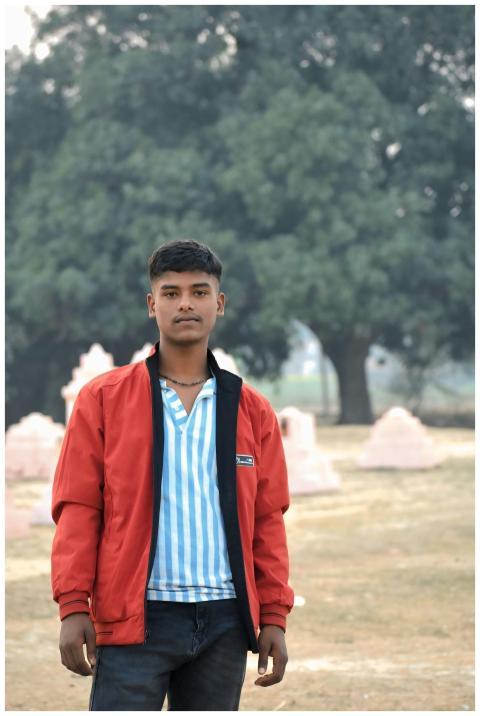 Young Man Red Jacket