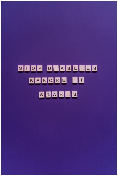 Scrabble tiles spelling 'Stop Diabetes Before It S
